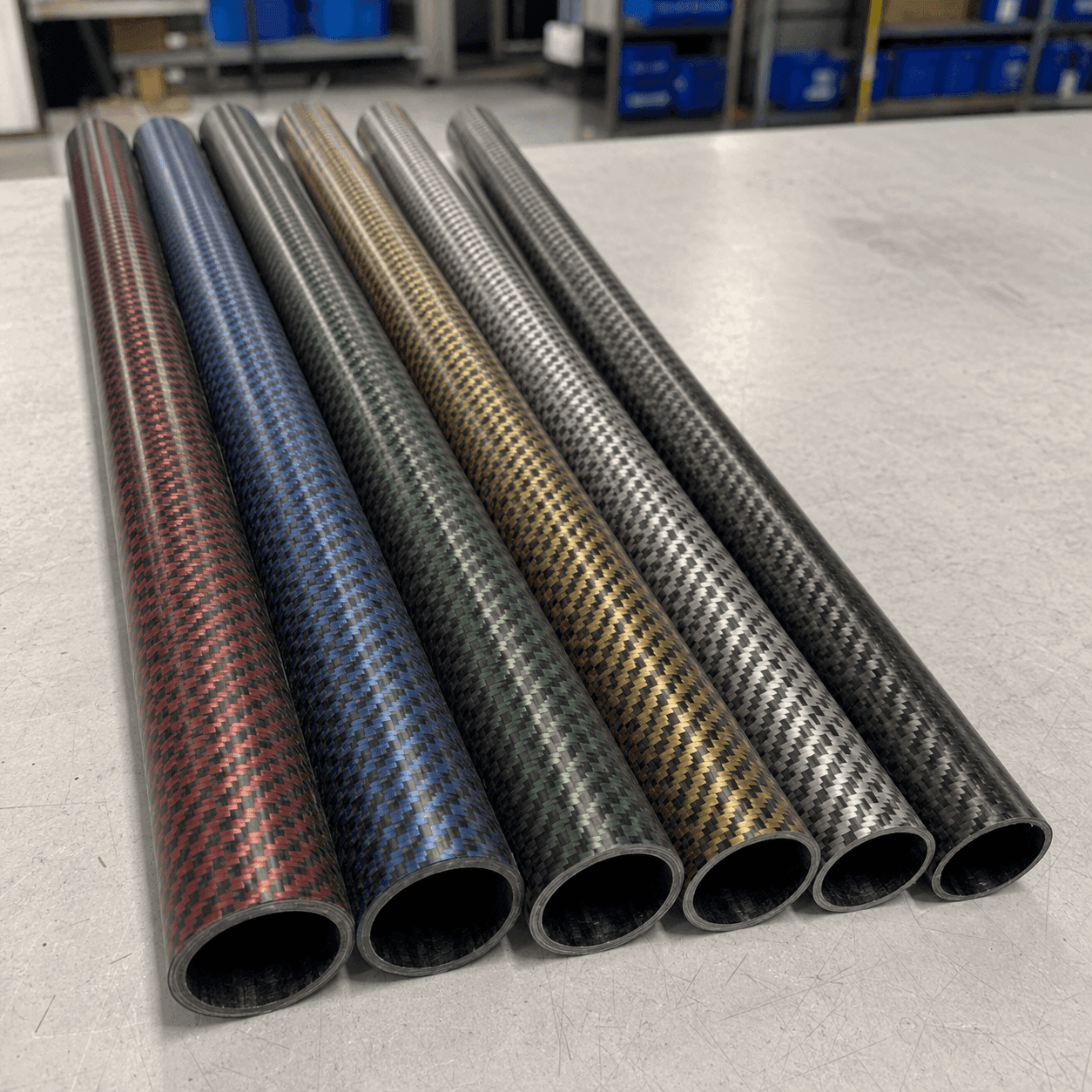 colorful pultruded carbon fiber tubes