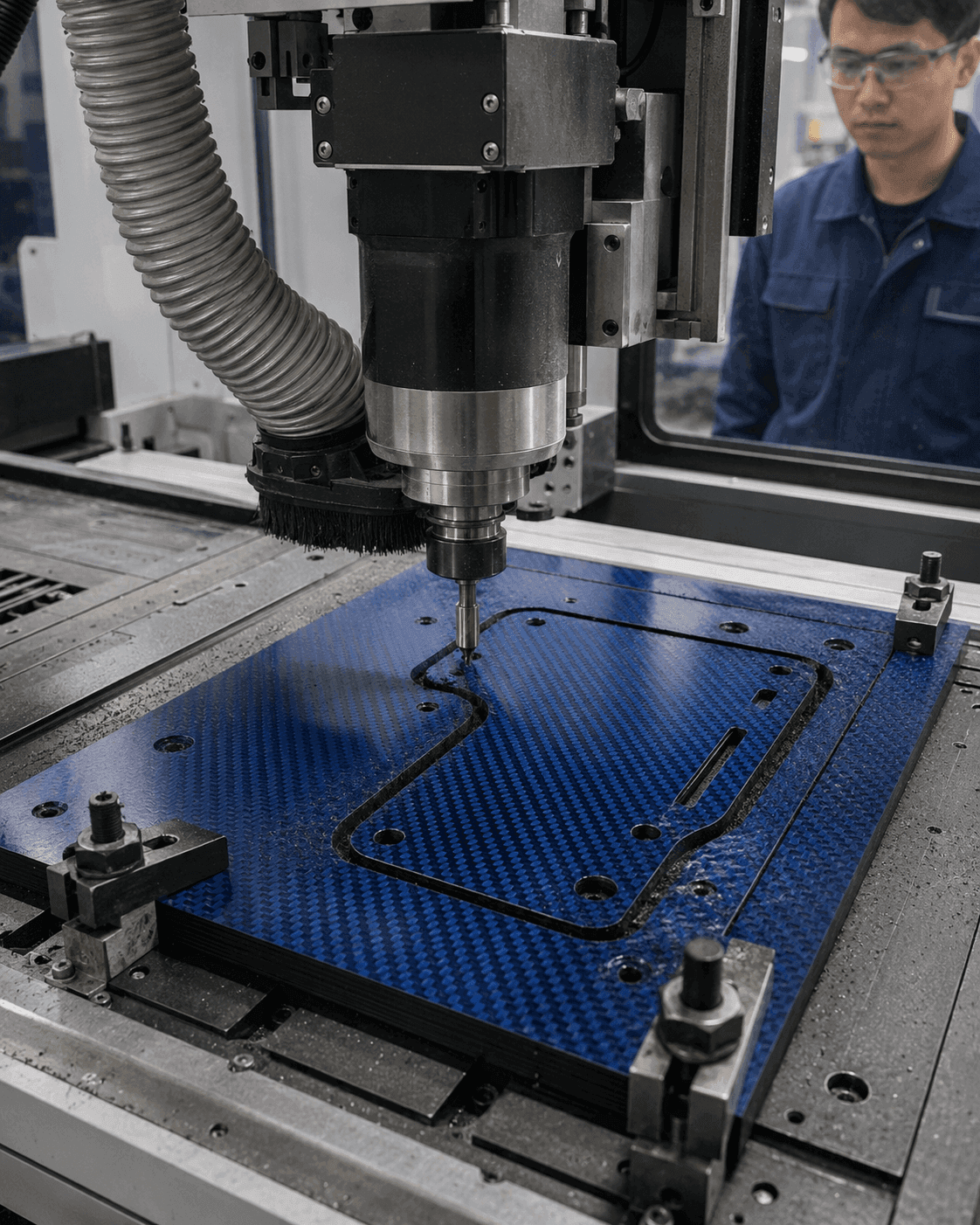 CNC Cutting and Machining for Blue Carbon Fiber Sheets