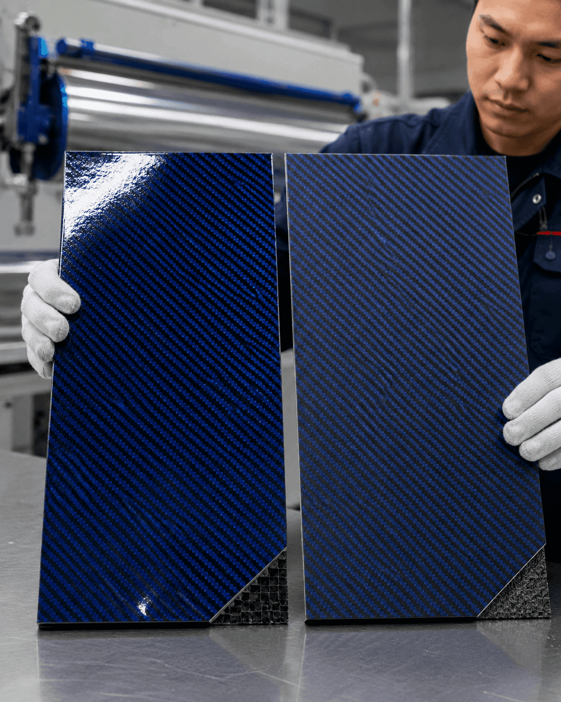 Matte and Glossy Blue Carbon Fiber Finishes