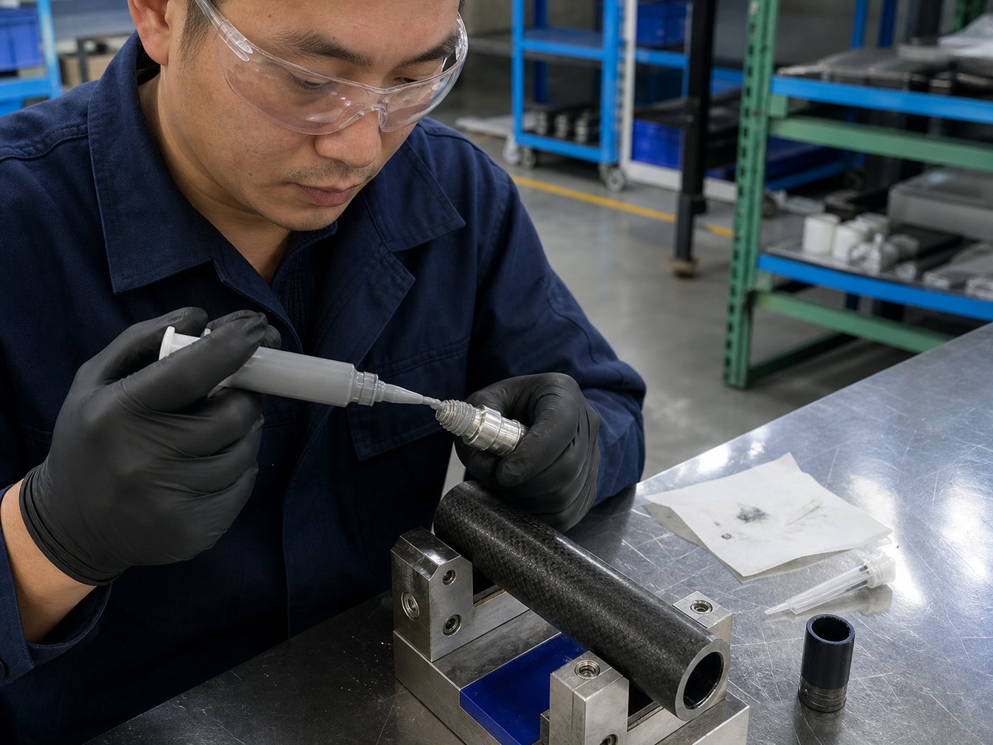 Bonding a machined metal threaded insert into a CFRP rod