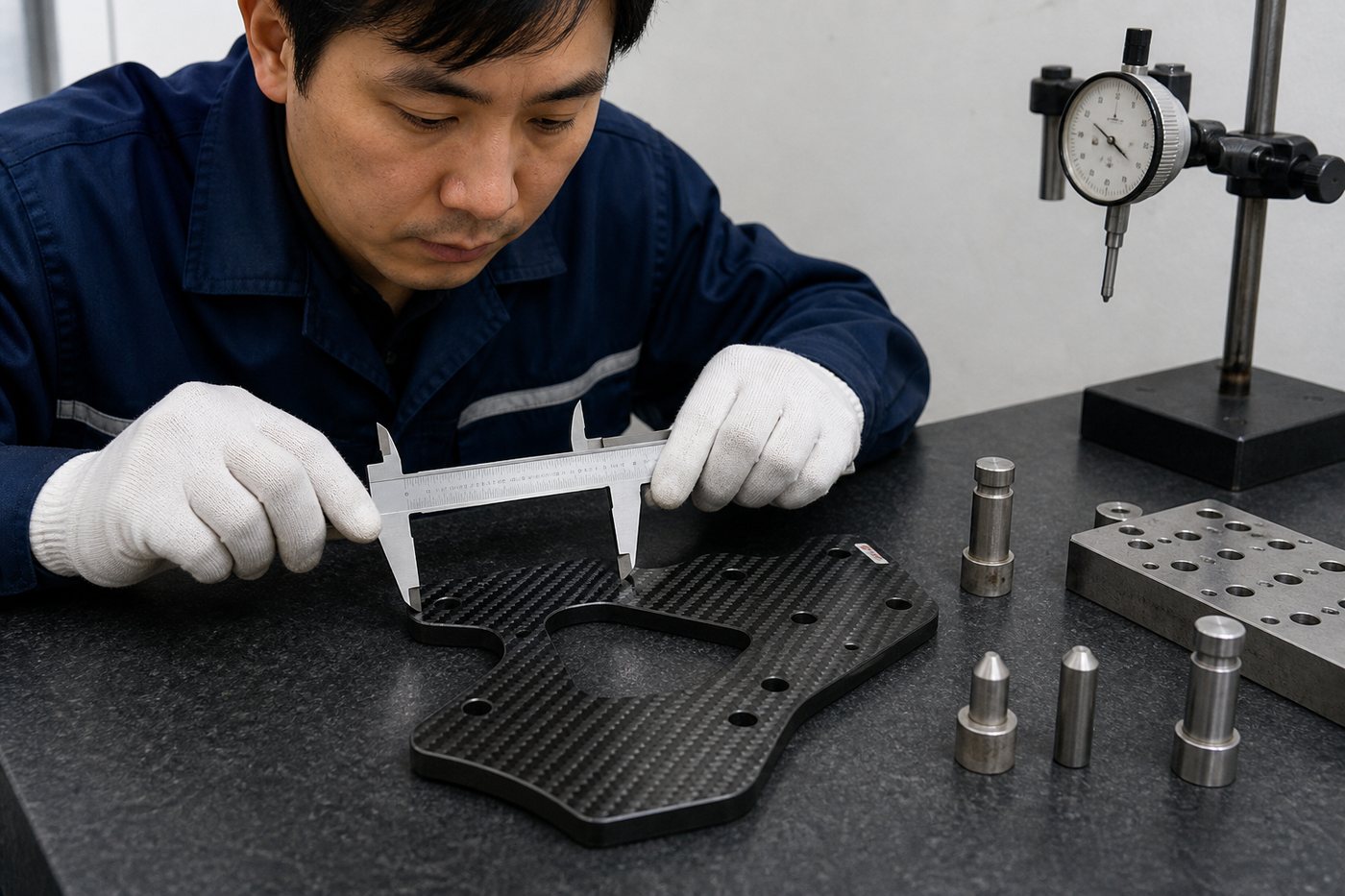 Dimensional inspection during carbon fiber prototype validation