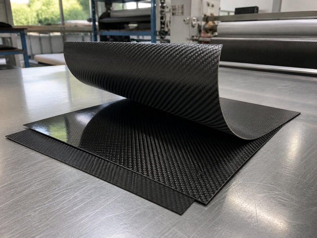 Custom flexible carbon fiber sheet for curved surface applications