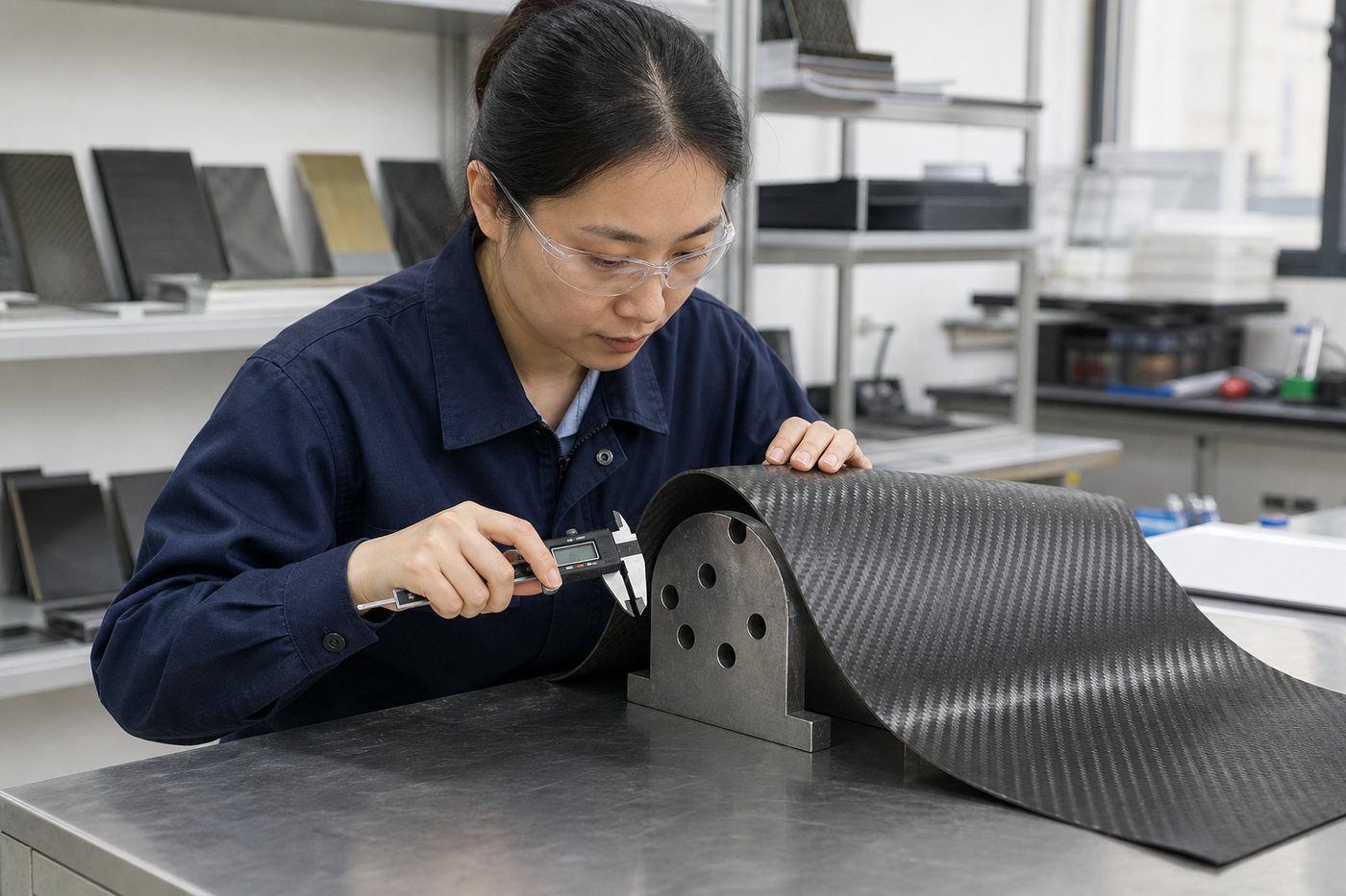 Quality inspection of flexible CFRP veneer sheet