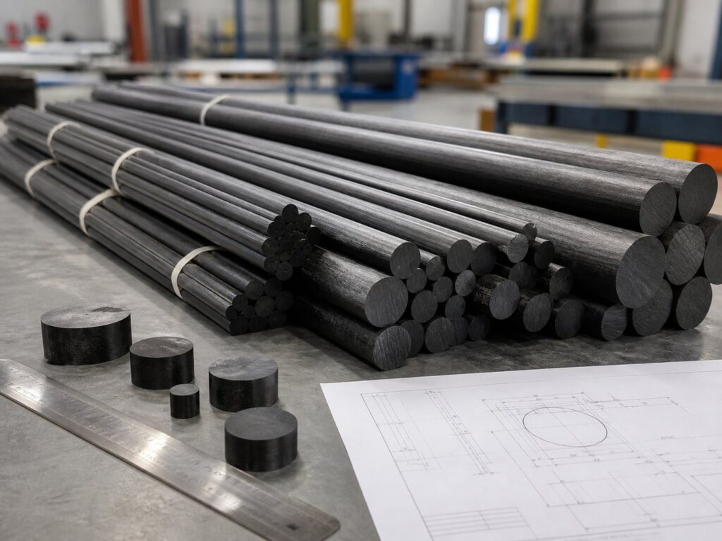 Custom pultruded carbon fiber rods in multiple diameters and lengths