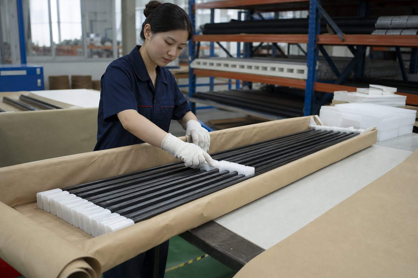 Batch packing of custom carbon fiber square rods for OEM delivery