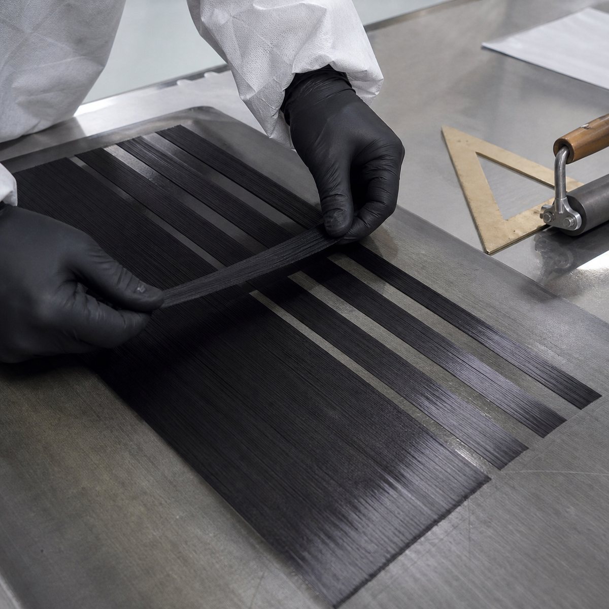 Custom unidirectional carbon fiber layup with aligned UD prepreg plies
